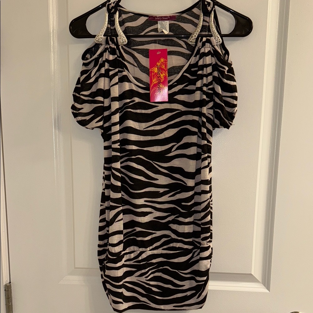 Zebra Print Top with Beaded Straps